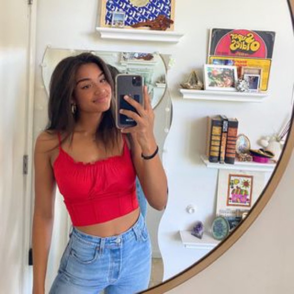 Princess Polly Annette crop tank top cherry red